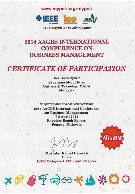 IEEE AGiS Conference Certificate