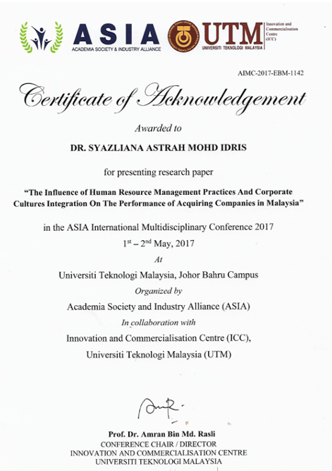 UTM Conference Certificate
